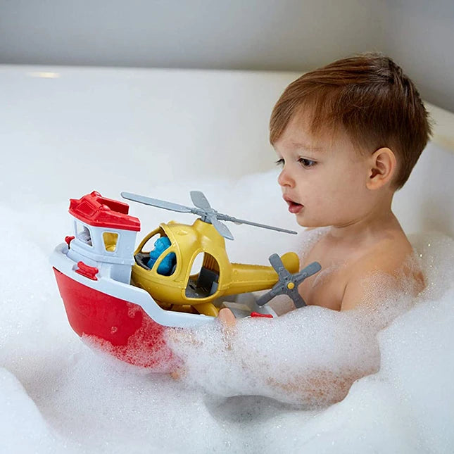 Green Toys Rescue Boat and Helicopter - Best Bath Toys for Babies - US 5455