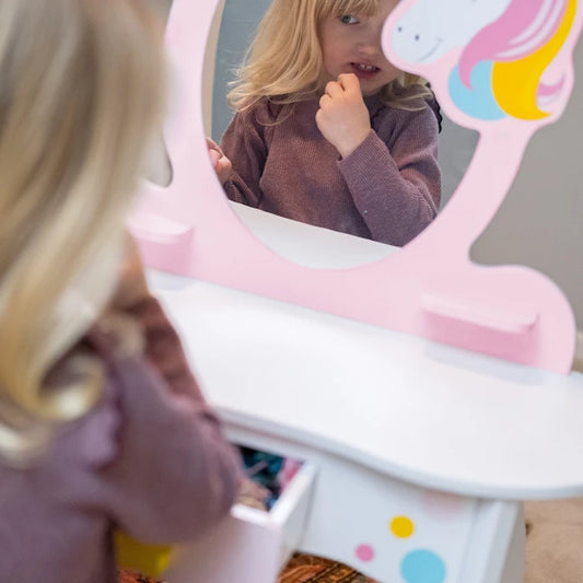 Unicorn Magic Vanity with Mirror and Stool - Best for Ages 3 to 5 - US 9523
