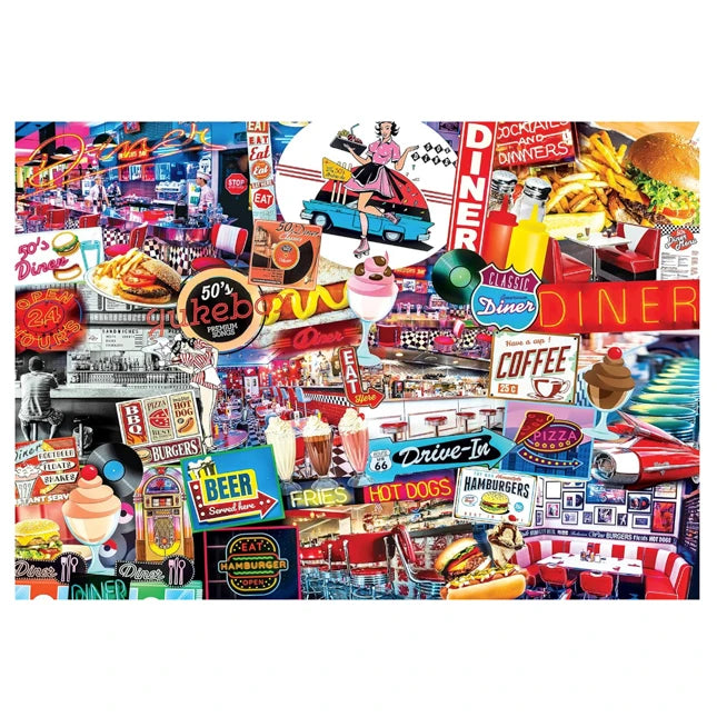 Flashbacks Quick Stop Diner - 1000pc Puzzle - - Fat Brain Toys - US 9720