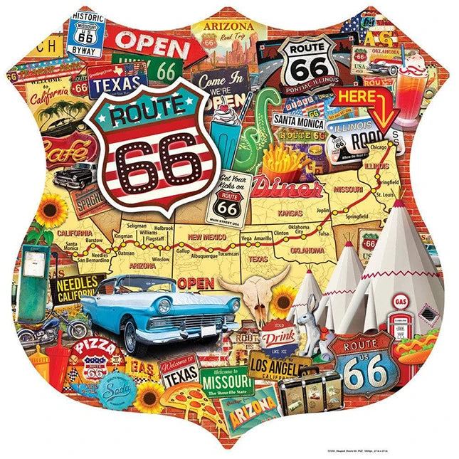 Route 66 Shaped Puzzle - 1000 pc - - Fat Brain Toys - US 0678