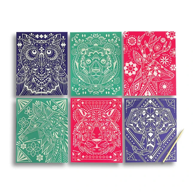 Scratch & Shine Scratch Cards - Geometric Animals - US 7487