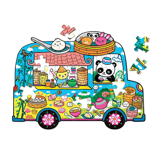 Dumpling Truck 75 Piece Shaped Scene Puzzle - Best for Ages 7 to 11 - US 1604