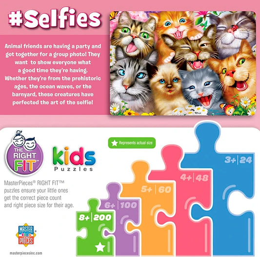 Pretty Kitties Selfies Puzzle - 200 pc - Best Puzzles for Ages 8 to 12 - US 7374