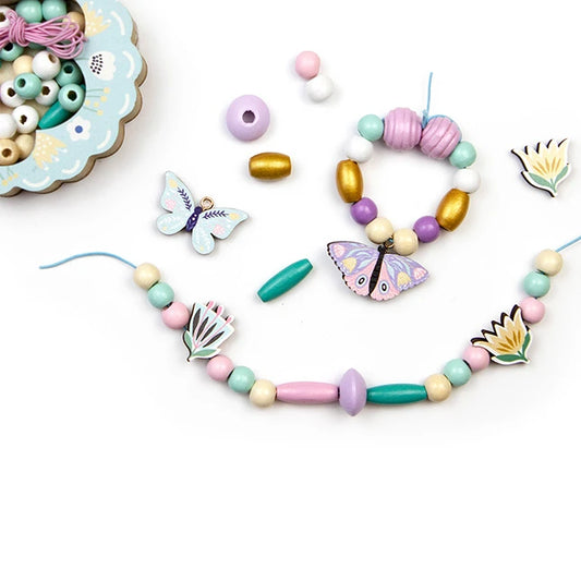 Sycomore Perles - 194pc Butterfly Wooden Beads - Best for Ages 4 to 8 - US 0401
