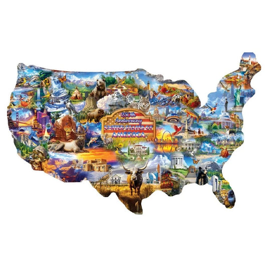 250th Anniversary America 1000 pc Shapes Puzzle - - Fat Brain Toys - US 2342