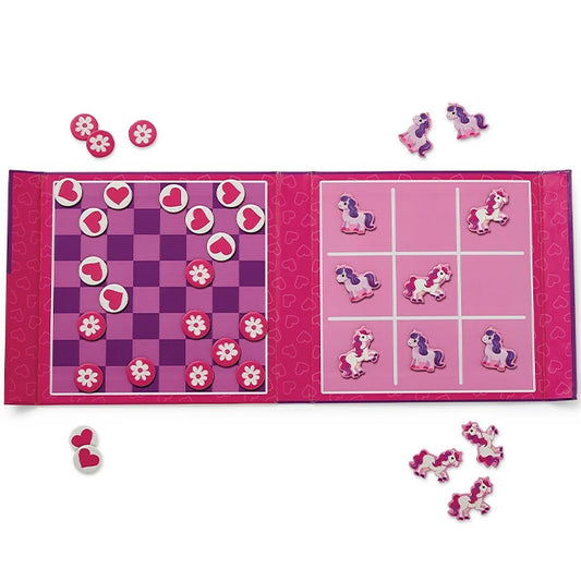 Magnetic Tic-Tac-Toe 2-in-1 Checkers - Unicorn - Best for Ages 5 to 9 - US 7494