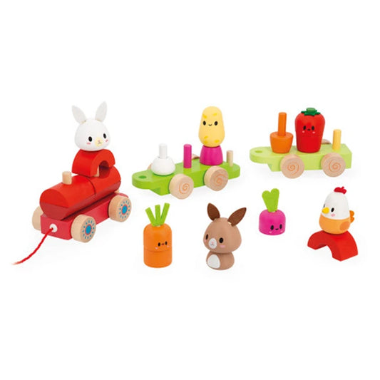 Farm Pull-Along Stacker Train - - Fat Brain Toys - US 9983