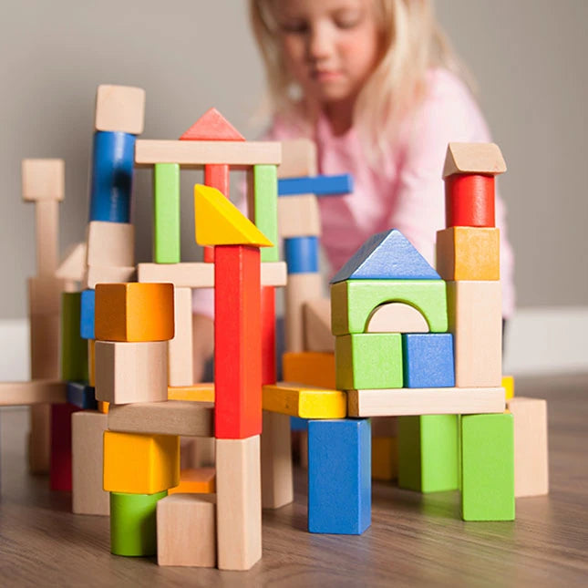 TimberBlocks - 100 Piece Wooden Block Set - Best for Ages 1 to 2 - US 0906