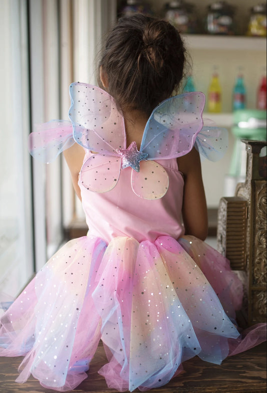 Rainbow Fairy Dress with Wings - Size 5-6 - Best for 5 year olds - US 4551