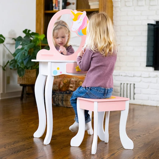 Unicorn Magic Vanity with Mirror and Stool - Best for Ages 3 to 5 - US 9523