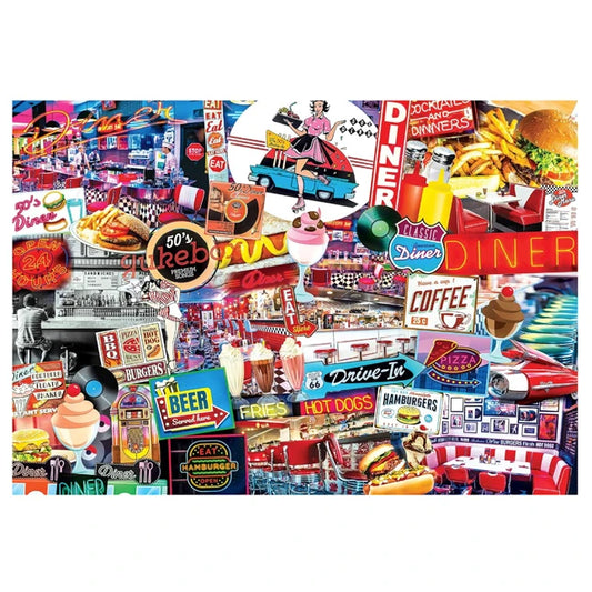 Flashbacks Quick Stop Diner - 1000pc Puzzle - - Fat Brain Toys - US 9720
