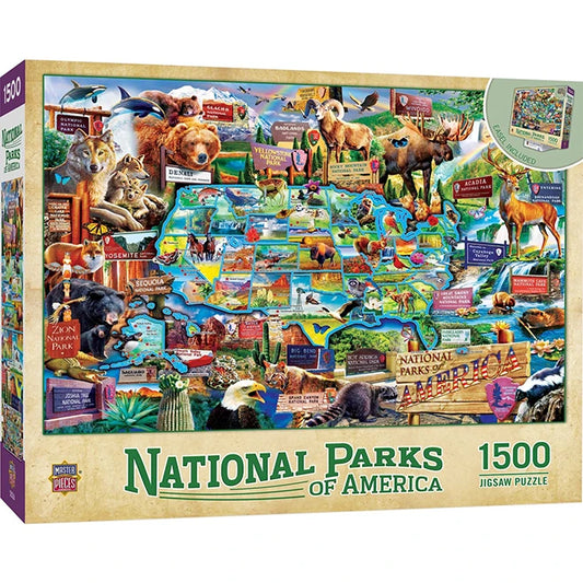 National Parks USA Map Puzzle - 1500 pc - - Fat Brain Toys - US 5109
