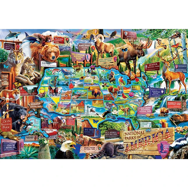 National Parks USA Map Puzzle - 1500 pc - - Fat Brain Toys - US 5109