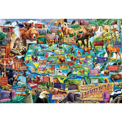 National Parks USA Map Puzzle - 1500 pc - - Fat Brain Toys - US 5109