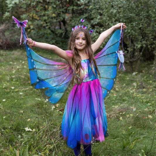 Butterfly Twirl Dress &amp; Wings Blue/Purple - Size 3-4 - US 5870