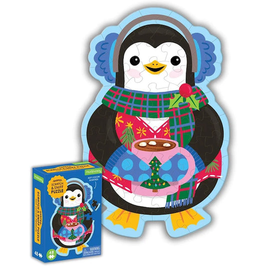 Hot Cocoa Penguin 48 Piece Scratch &amp; Sniff Shaped Mini Puzzle - US 8809