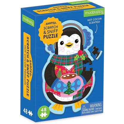 Hot Cocoa Penguin 48 Piece Scratch &amp; Sniff Shaped Mini Puzzle - US 8809