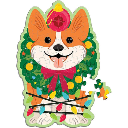 Christmas Corgi 48 piece Scratch &amp; Sniff Shaped Mini Puzzle - US 8290