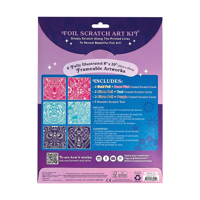 Scratch &amp; Shine Scratch Cards - Geometric Animals - US 7487