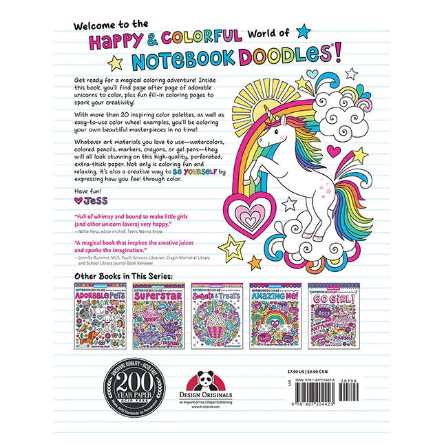 Notebook Doodles Unicorns - Coloring &amp; Activity Book - US 0144