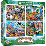 World of Animals 4-Pack Puzzles - 100 pc Each - Best for Ages 6 to 12 - US 8441