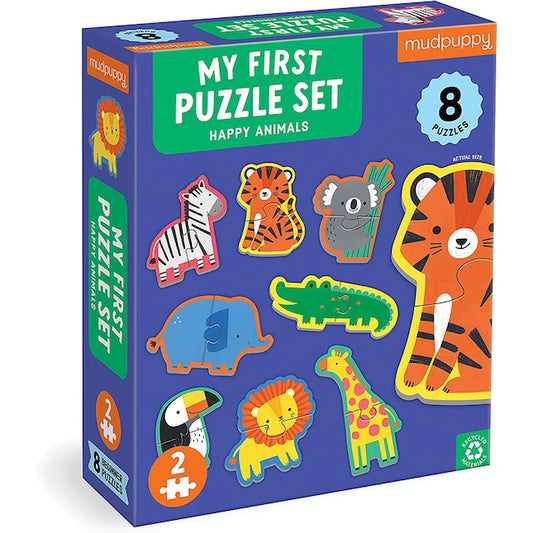 Happy Animals 2 Piece My First Puzzles - - Fat Brain Toys - US 7173