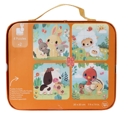 Farm 4 Progressive Animal Suitcase Puzzles - Best for Ages 2 to 6 - US 8348