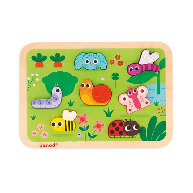 Chunky Wooden Garden Puzzle - Best Early Learning Toys for Ages 2 to 4 - US 4937