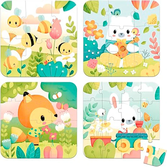 Pure 4 Progressive Animal Suitcase Puzzles - Best for Ages 2 to 5 - US 8765