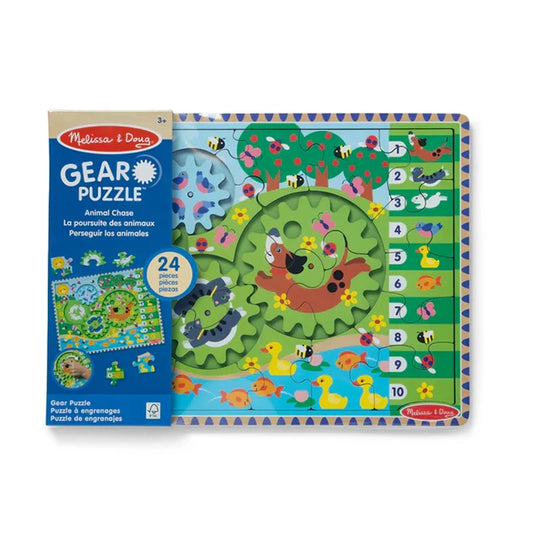 Animal Chase I-Spy Wooden Gear Puzzle - - Fat Brain Toys - US 9754