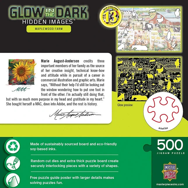 Maplewood Farm Hidden Image Glow in the Dark - 500 pc Puzzle - - US 7788