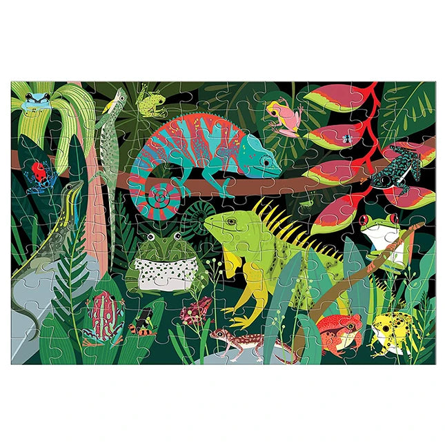 100 Piece Glow in the Dark Puzzle - Frogs &amp; Lizards - US 5412