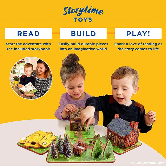 The Three Little Pigs Book and Playset - - Fat Brain Toys - US 1441