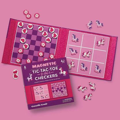 Magnetic Tic-Tac-Toe 2-in-1 Checkers - Unicorn - Best for Ages 5 to 9 - US 7494
