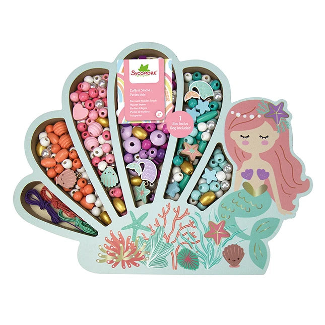 Sycomore Perles - 280pc Mermaid Wooden Beads - Best for Ages 4 to 8 - US 5358