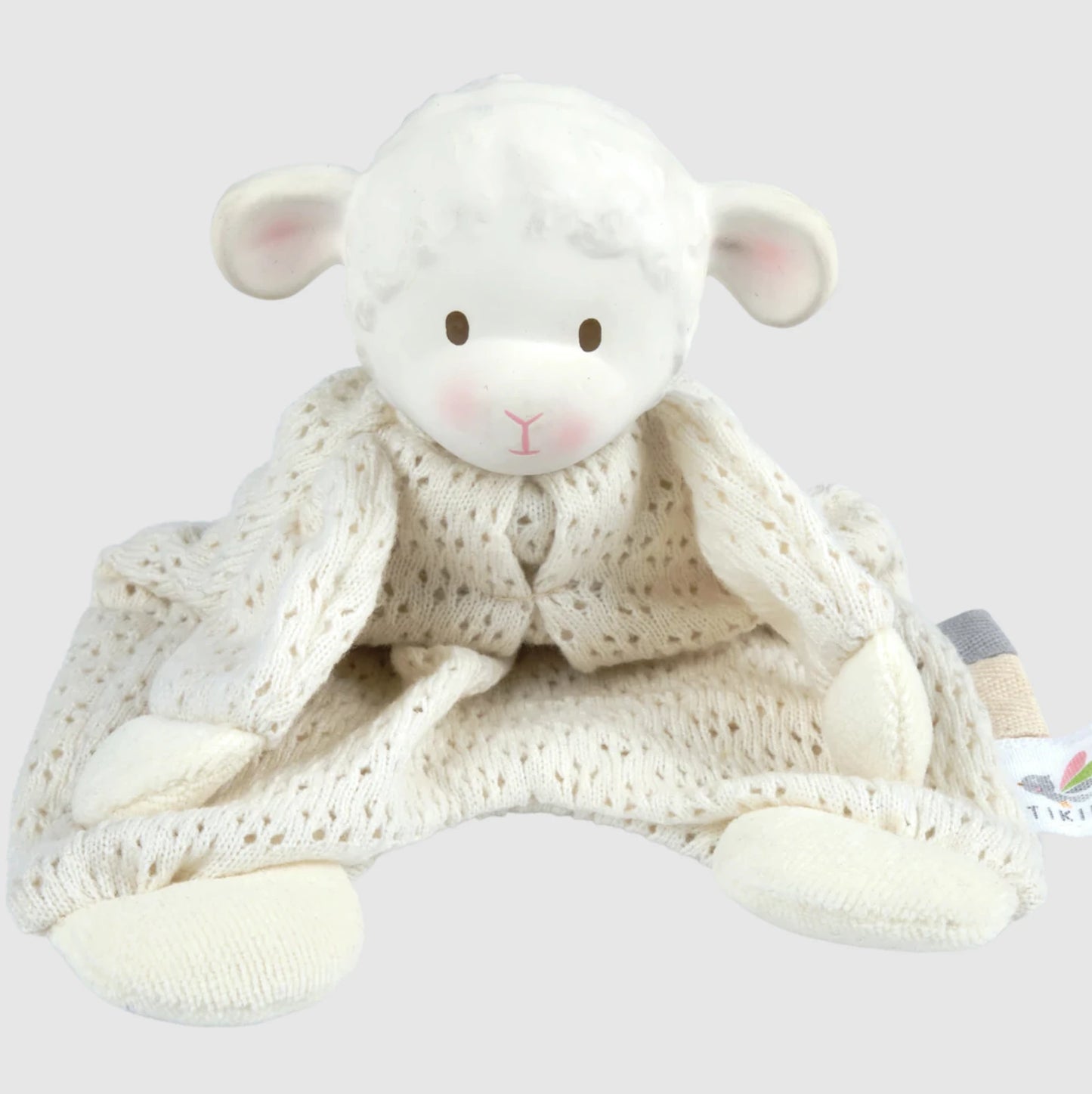 Bahbah the Lamb Baby Lovey with Natural Rubber Teether Head - - US 4320