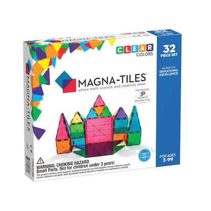 Magna-Tiles Clear Colors 32 pc Set - Best for Ages 4 to 9 - US 1497